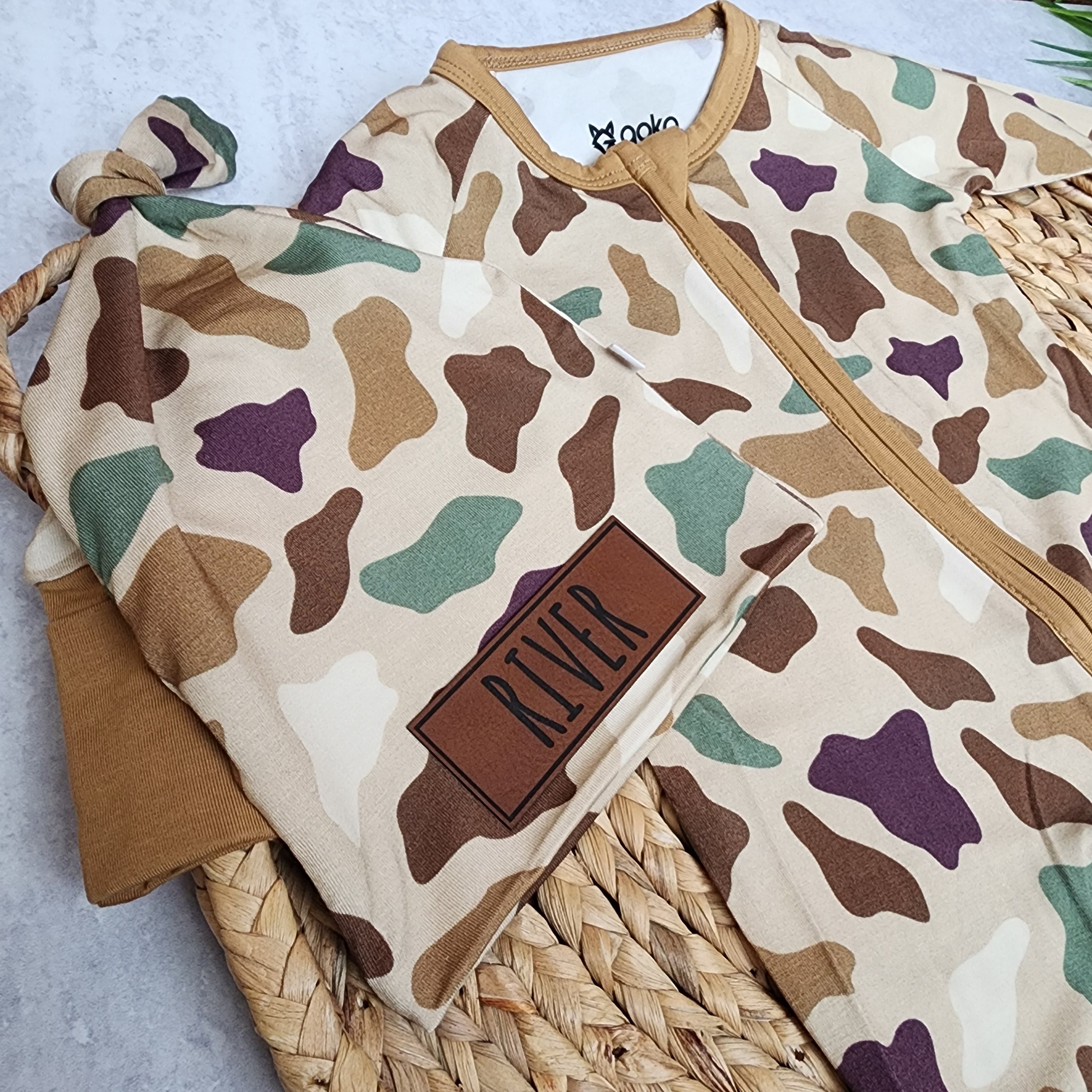 Bamboo Zip Romper | Personalized | Duck Camo