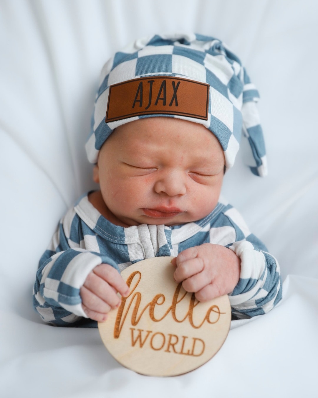 Bamboo Zip Romper | Personalized | Blue Checkerboard