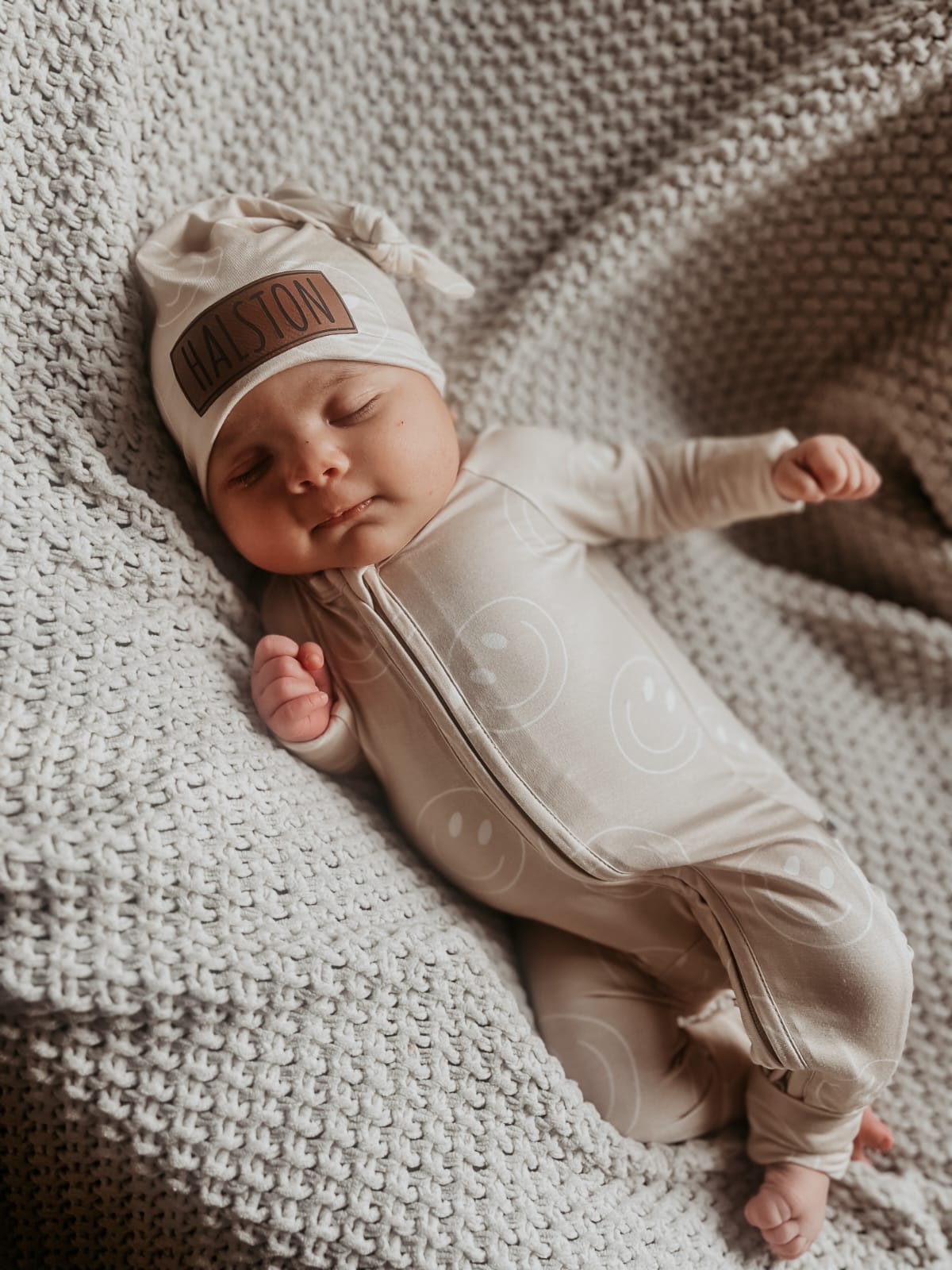 Bamboo Zip Romper | Personalized | Smiley