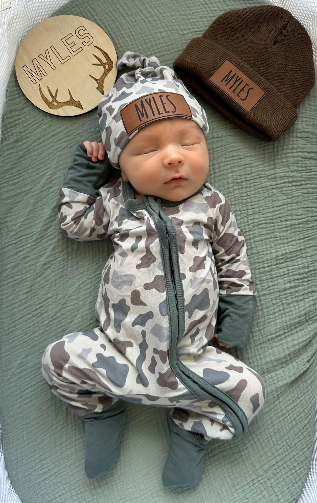 Bamboo Zip Romper | Personalized | Deer Camo